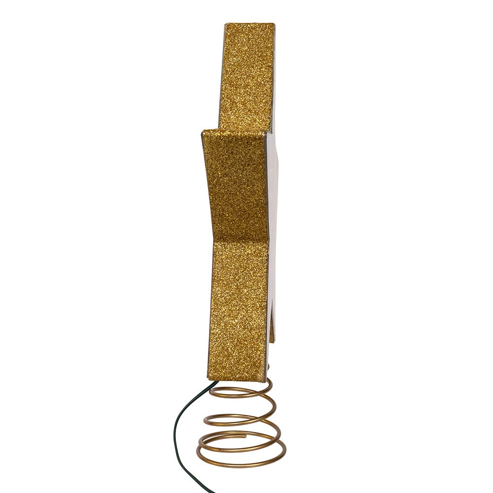 Kurt Adler 11.5-Inch UL 22-Light Multicolor Infinity Effect SMD LED Gold Glitter 5-Point Star Tree Topper